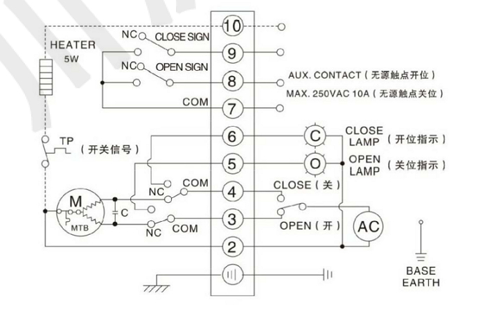 电动通风蝶阀接线图